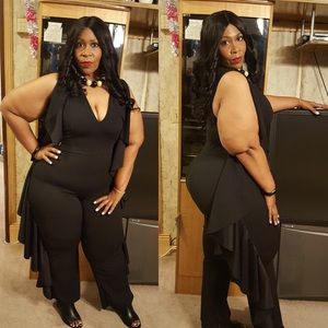 NWOT Black ruffle jumpsuit